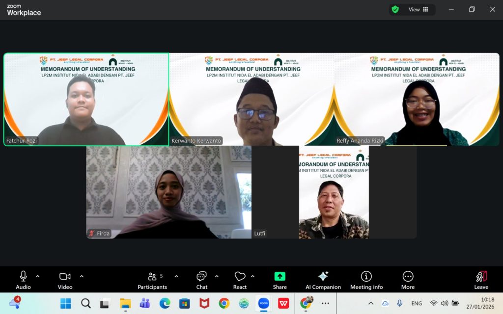 INSTITUT NIDA EL-ADABI JAJAKI KERJA SAMA DENGAN PT. JEEP LEGAL CORPORA DALAM BIDANG PUBLIKASI ILMIAH 01 institut nida el adabi jajaki kerja sama dengan pt. jeep legal corpora dalam bidang publikasi ilmiah