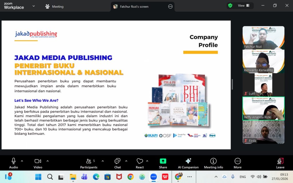 02 institut nida el adabi jajaki kerja sama dengan pt. jeep legal corpora dalam bidang publikasi ilmiah